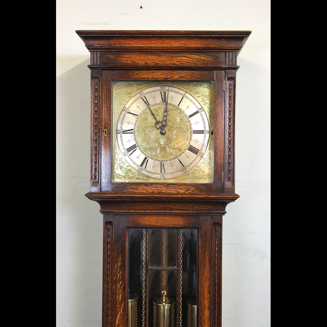 11334r01 Chiming Oak Grandmother Longcase Grandfather Clock Chiming Oak Grandmother Longcase Grandfather Clock