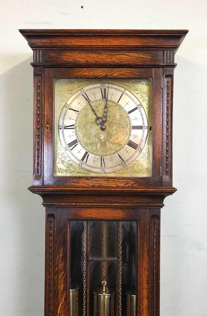 11334r1 Chiming Oak Grandmother Longcase Grandfather Clock, Chiming Oak Grandmother Longcase Grandfather Clock