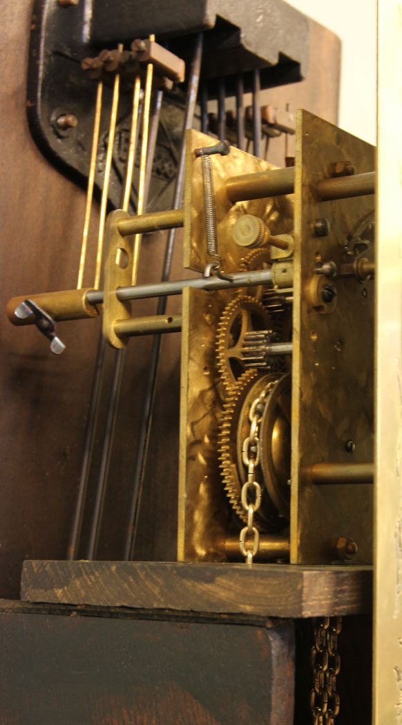 11334r11 Chiming Oak Grandmother Longcase Grandfather Clock, Chiming Oak Grandmother Longcase Grandfather Clock