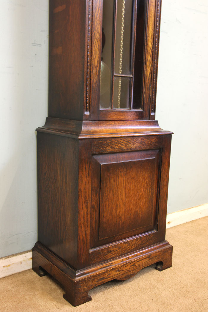 11334r14 Chiming Oak Grandmother Longcase Grandfather Clock, Chiming Oak Grandmother Longcase Grandfather Clock