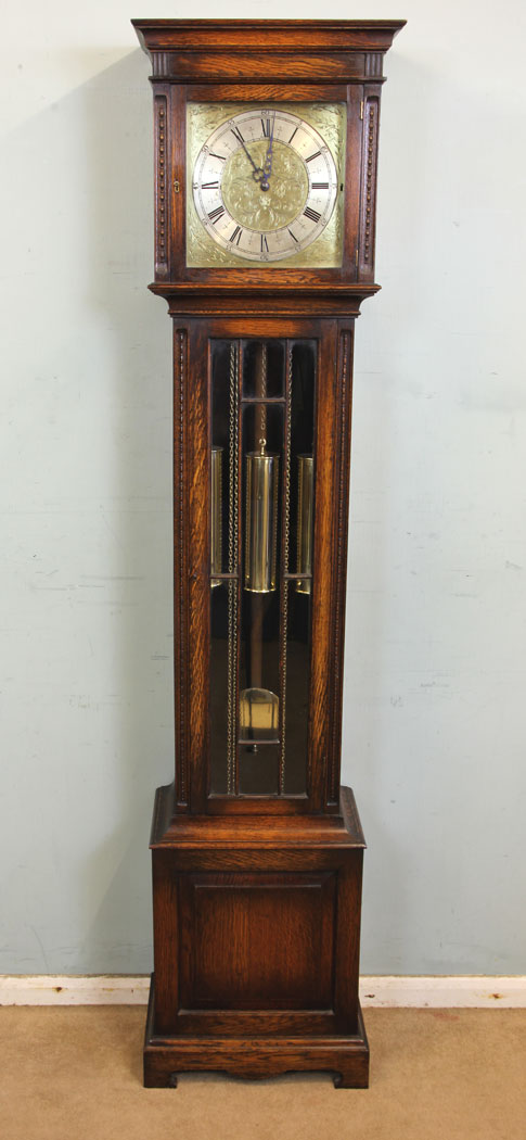 11334r2 Chiming Oak Grandmother Longcase Grandfather Clock, Chiming Oak Grandmother Longcase Grandfather Clock
