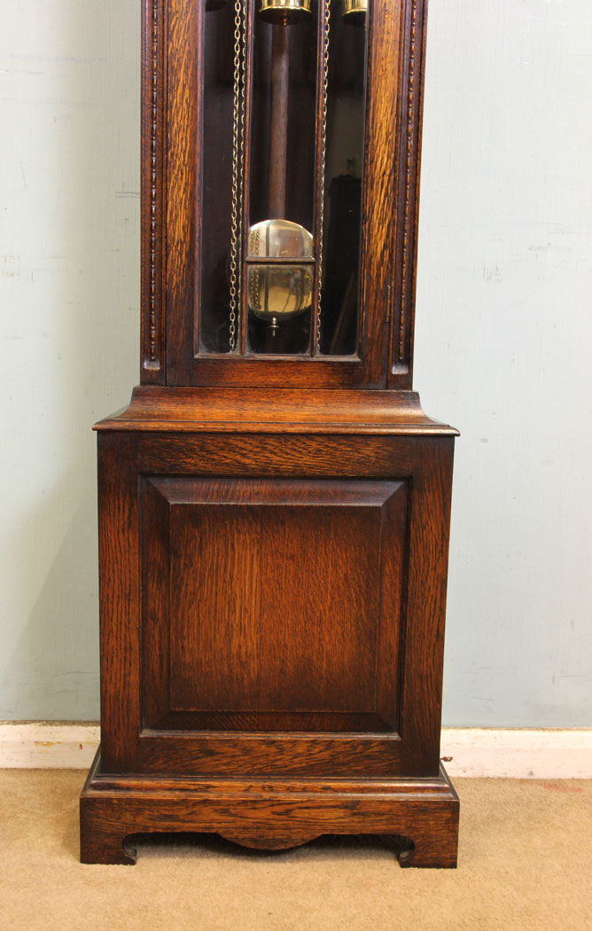 11334r7 Chiming Oak Grandmother Longcase Grandfather Clock, Chiming Oak Grandmother Longcase Grandfather Clock