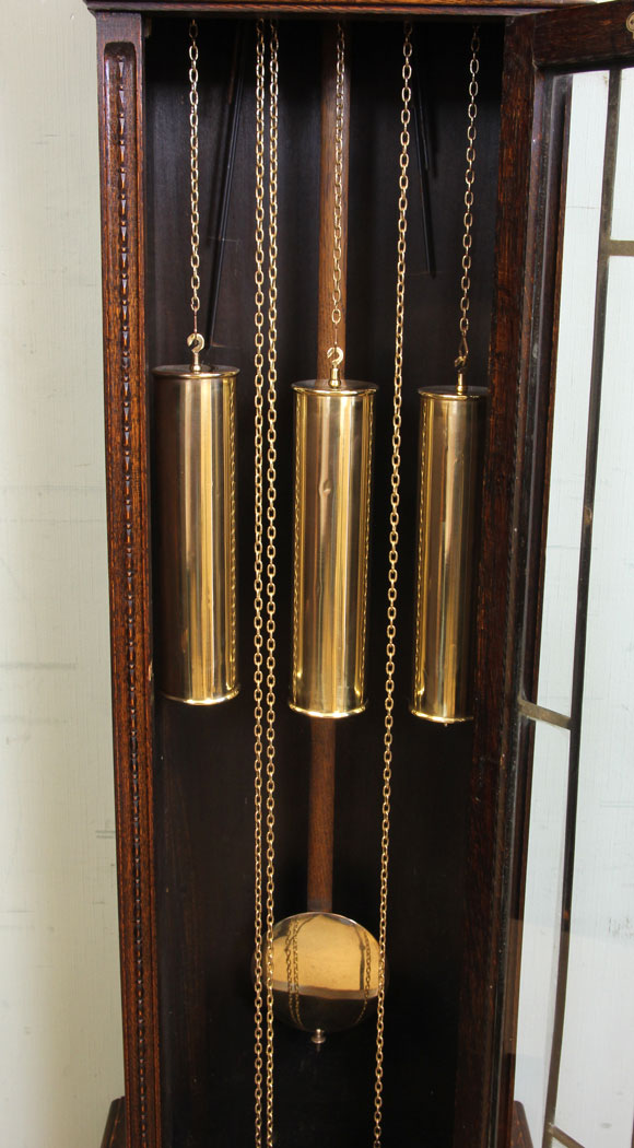 11334r8 Chiming Oak Grandmother Longcase Grandfather Clock, Chiming Oak Grandmother Longcase Grandfather Clock