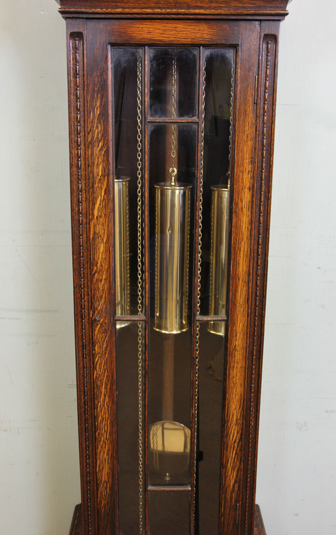 11334r9 Chiming Oak Grandmother Longcase Grandfather Clock, Chiming Oak Grandmother Longcase Grandfather Clock