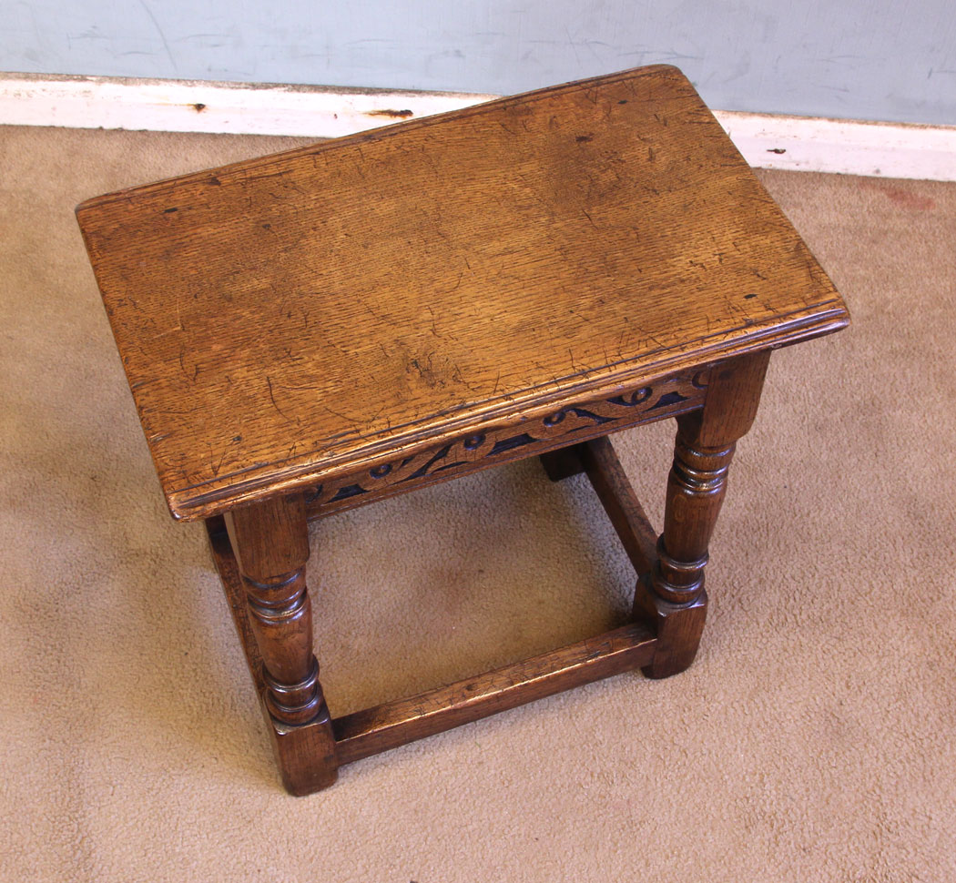 11338r4 Antique Oak Joint Stool, Antique Oak Joint Stool