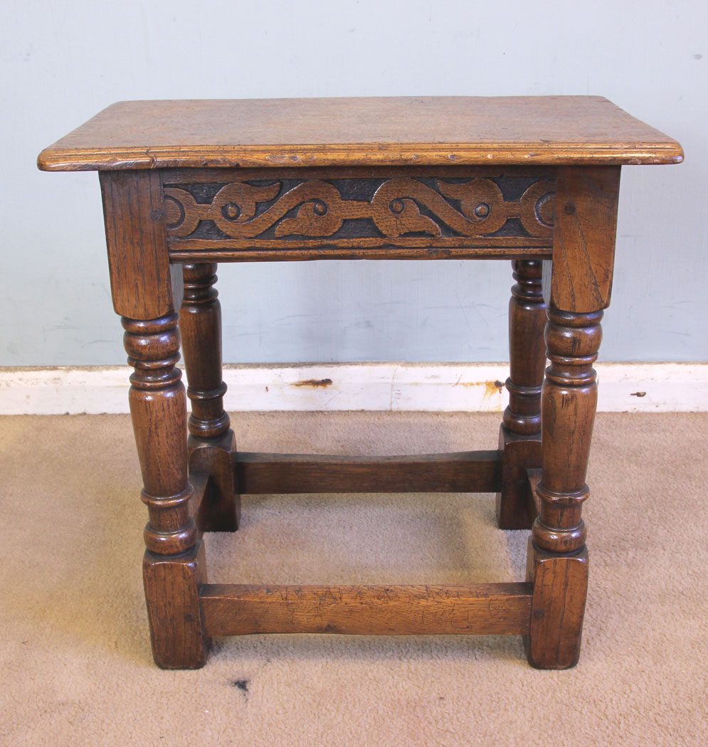 11338r5 Antique Oak Joint Stool, Antique Oak Joint Stool
