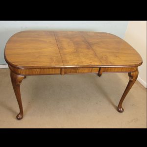 Antique Figured Walnut Queen Anne Style Extending Dining Table