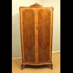 Antique Burr Walnut Shaped Double Wardrobe