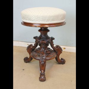 Antique Victorian Walnut Piano / Dressing Table Stool