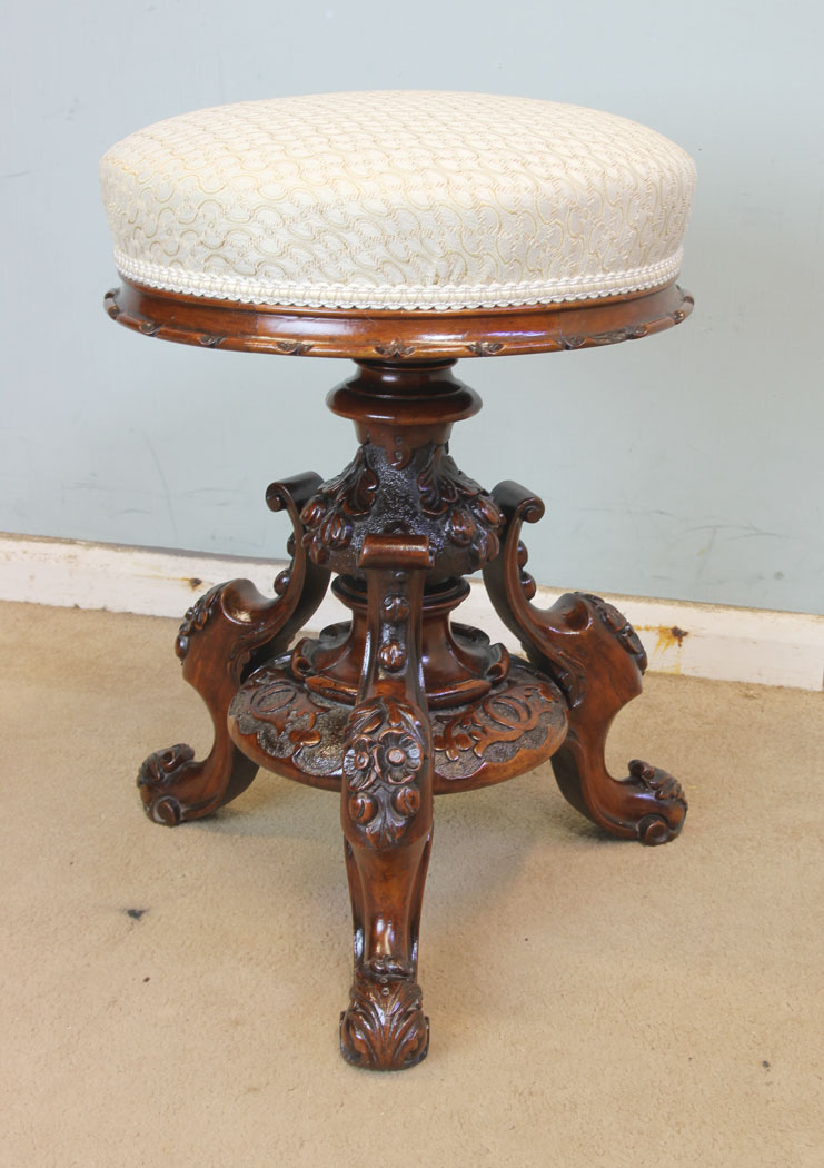 11347r1 Antique Victorian Walnut Piano Stool, Dressing Table Stool, Antique Victorian Walnut Piano / Dressing Table Stool