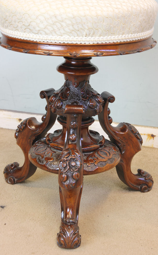 11347r4 Antique Victorian Walnut Piano Stool, Dressing Table Stool, Antique Victorian Walnut Piano / Dressing Table Stool