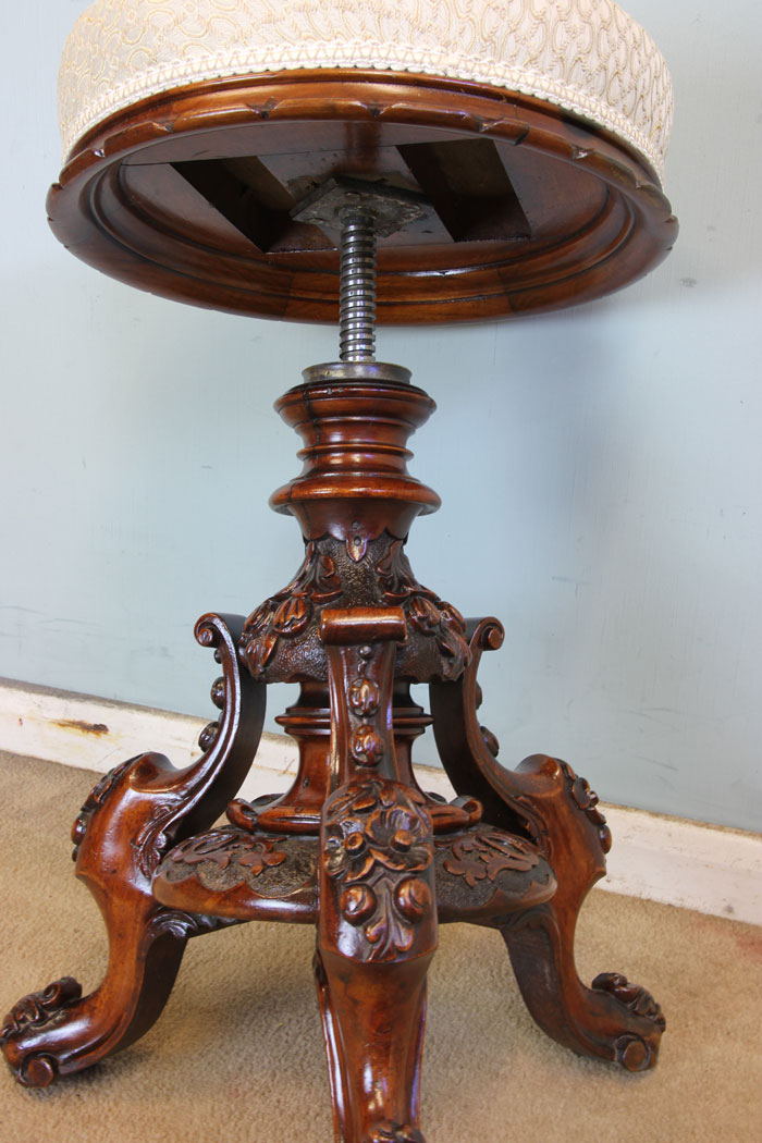 11347r7 Antique Victorian Walnut Piano Stool, Dressing Table Stool, Antique Victorian Walnut Piano / Dressing Table Stool