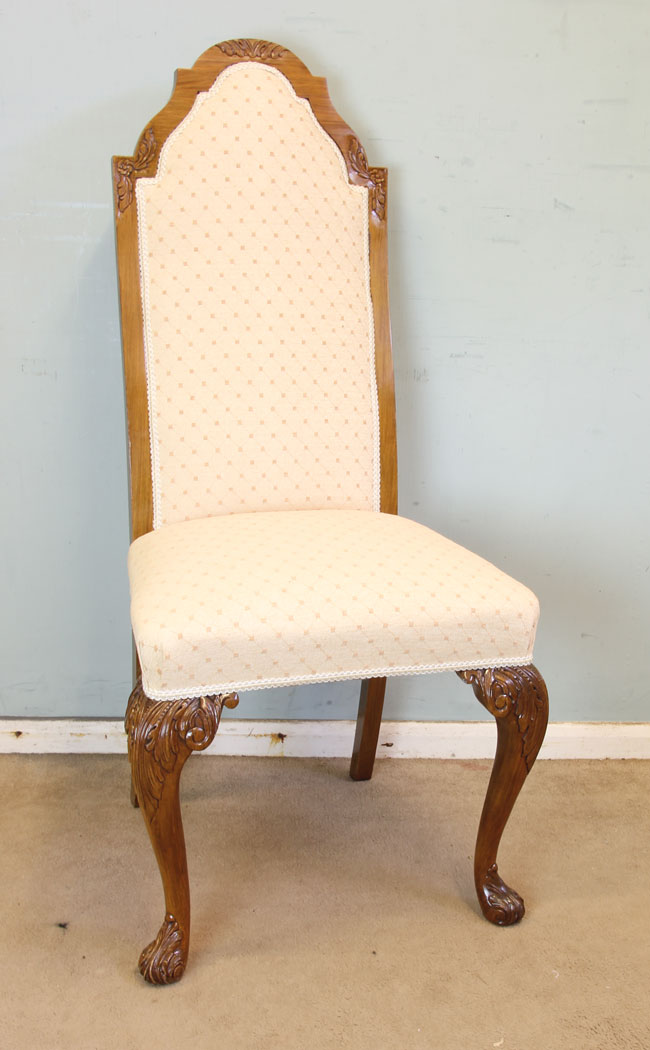 11348r12 Set Eight Walnut Queen Anne Style Dining Chairs, Antique Set of Eight Queen Anne Style Walnut Dining Chairs