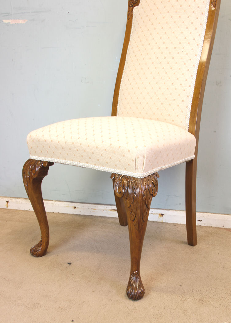 11348r13 Set Eight Walnut Queen Anne Style Dining Chairs, Antique Set of Eight Queen Anne Style Walnut Dining Chairs