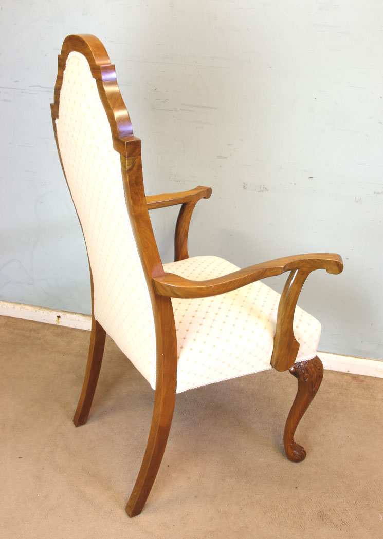 11348r5 Set Eight Walnut Queen Anne Style Dining Chairs, Antique Set of Eight Queen Anne Style Walnut Dining Chairs
