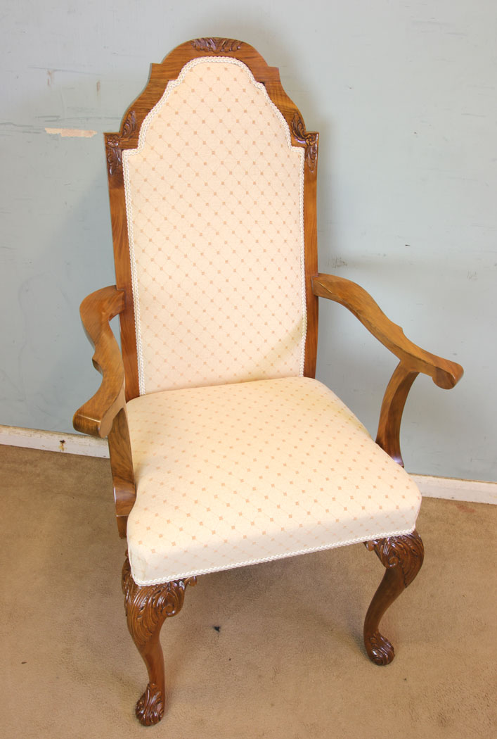 11348r6 Set Eight Walnut Queen Anne Style Dining Chairs, Antique Set of Eight Queen Anne Style Walnut Dining Chairs