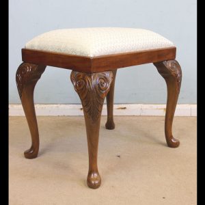 Queen Anne Style Walnut Dressing Table Stool.