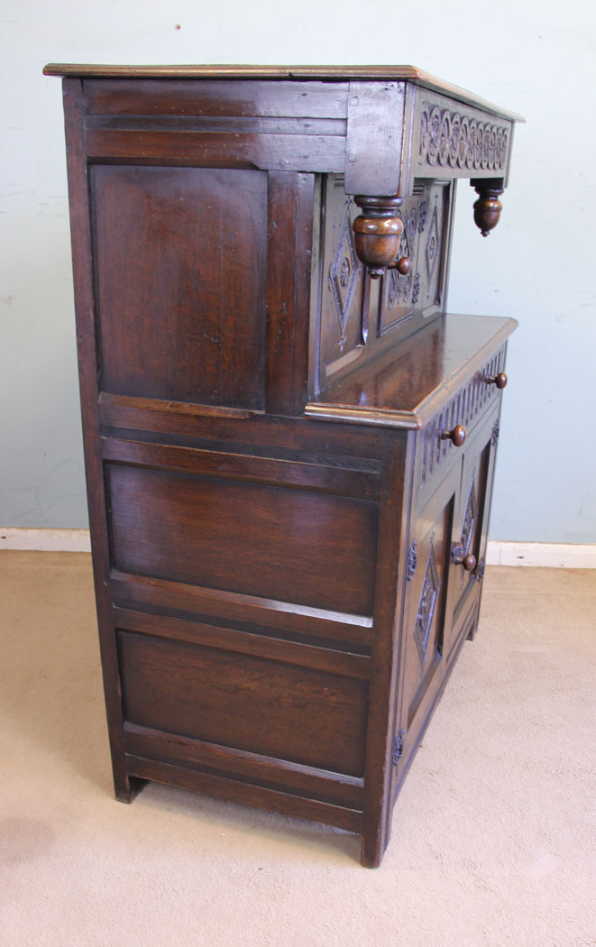 11356r8 Quality Antique Oak Court Cupboard, Antique Carved Oak Sideboard Court Cupboard
