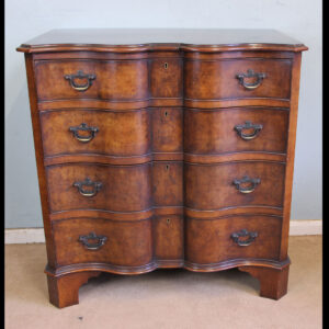 Antique Burr Walnut Serpentine Front Chest of Drawers