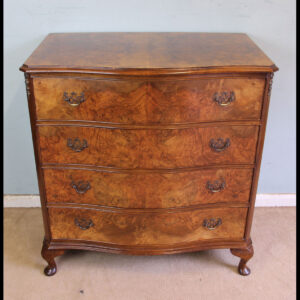 Antique Burr Walnut Shaped Front Chest of Drawers