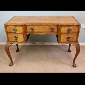 Antique Serpentine Shaped Burr Walnut Side Table.