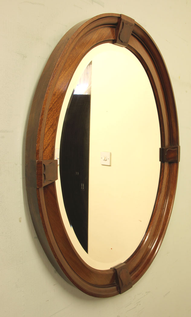 11380r5 Antique Mahogany Bevelled Oval Overmantle Mirror, Antique Mahogany Oval Overmantle Wall Mirror. This lovely quality mahogany framed oval mirror has a raised moulded edge