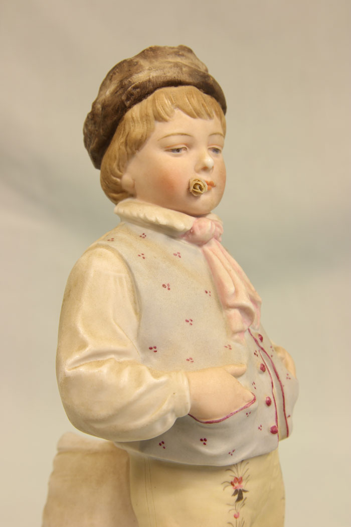 11381r2 Antique Bisque Figurine of Young Boy, Antique Bisque Figurine of Young Boy
