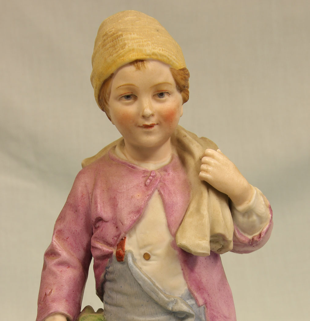 11382r10 Antique Bisque Figurine of Young Boy, Antique Bisque Figurine of Young Boy