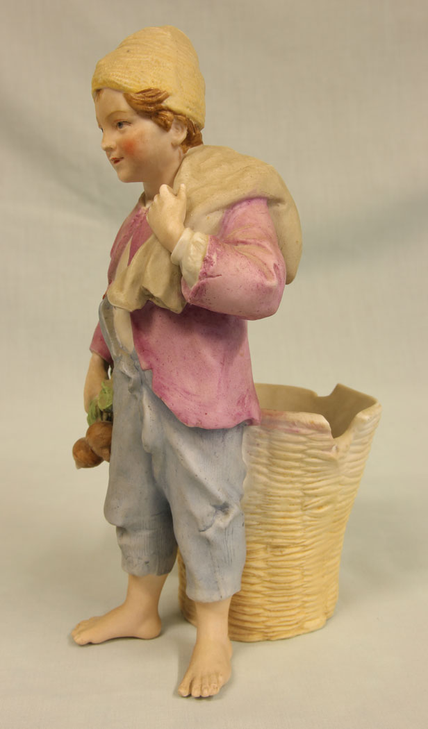 11382r9 Antique Bisque Figurine of Young Boy, Antique Bisque Figurine of Young Boy