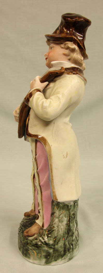 11386r13 Antique Glazed & Bisque Porcelain Pair of Figurines,