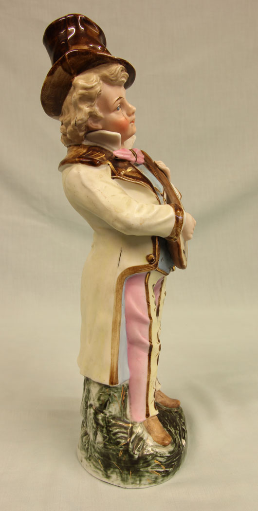 11386r15 Antique Glazed & Bisque Porcelain Pair of Figurines,