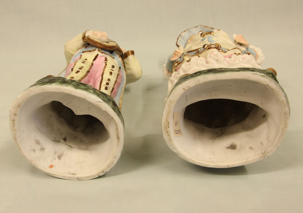 11386r16 Antique Glazed & Bisque Porcelain Pair of Figurines,