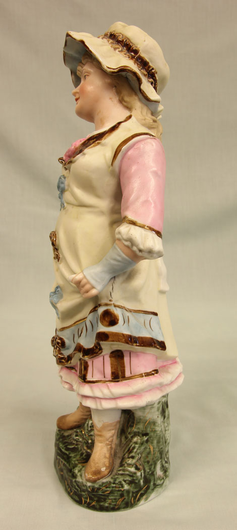 11386r4 Antique Glazed & Bisque Porcelain Pair of Figurines,