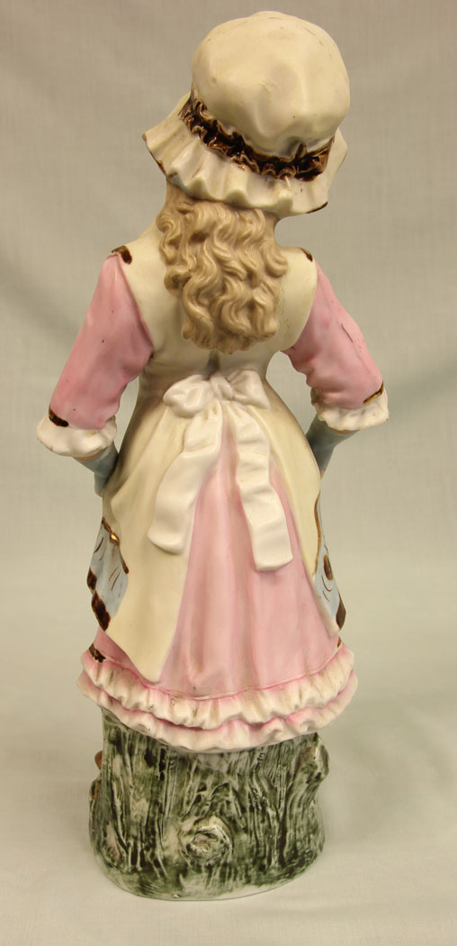 11386r5 Antique Glazed & Bisque Porcelain Pair of Figurines,