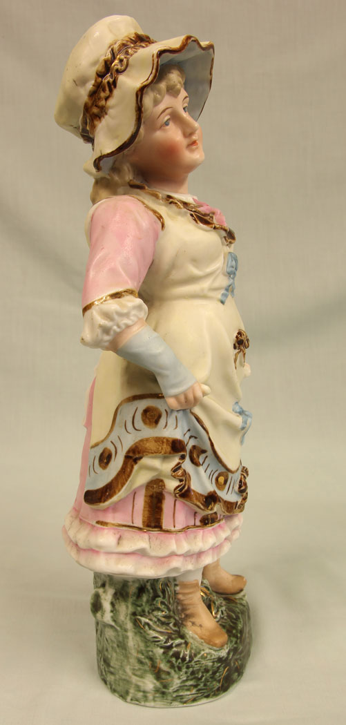 11386r6 Antique Glazed & Bisque Porcelain Pair of Figurines,