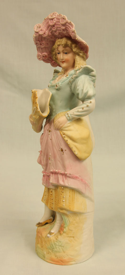 11388r8 Antique Bisque Figurine of Young Lady,
