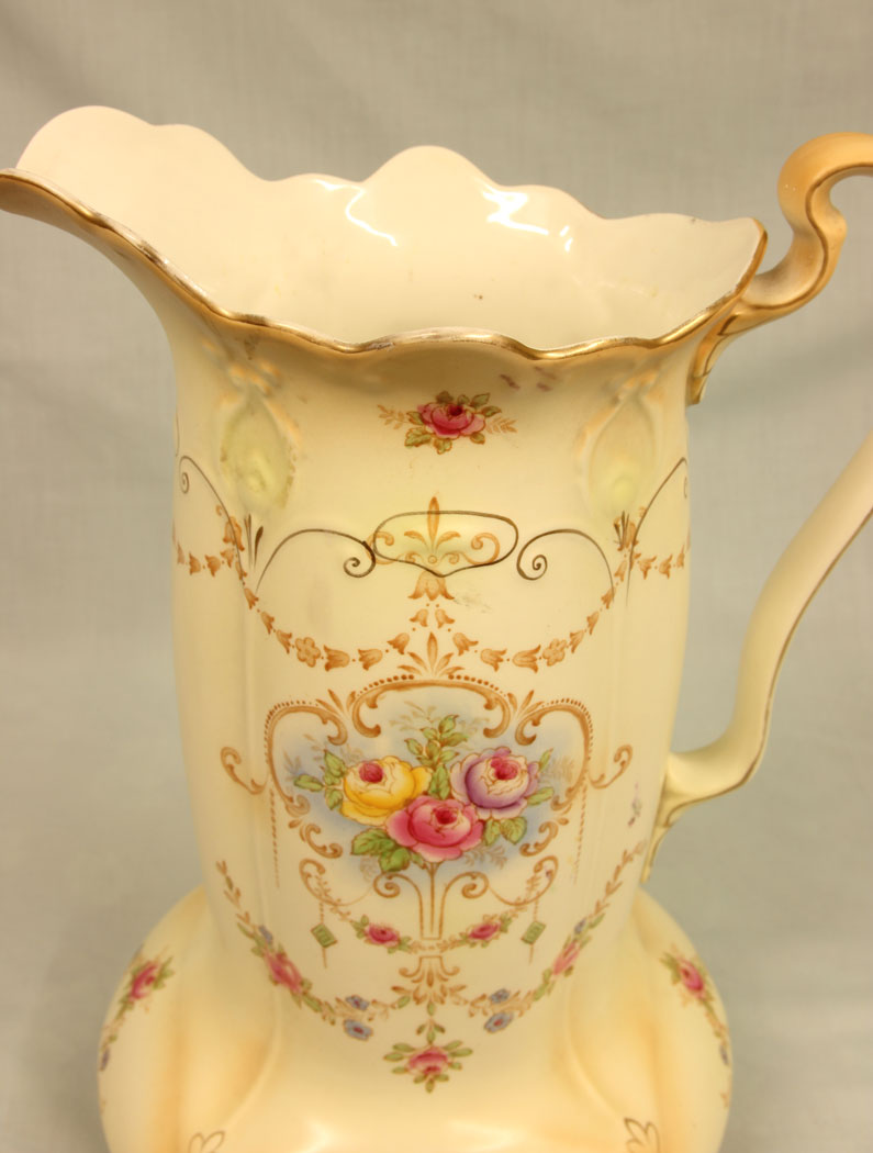 11396r4 Antique Impressive Large Decorated Crown Ducal Ware Jug, Antique Impressive Large Decorated Crown Ducal Ware Jug