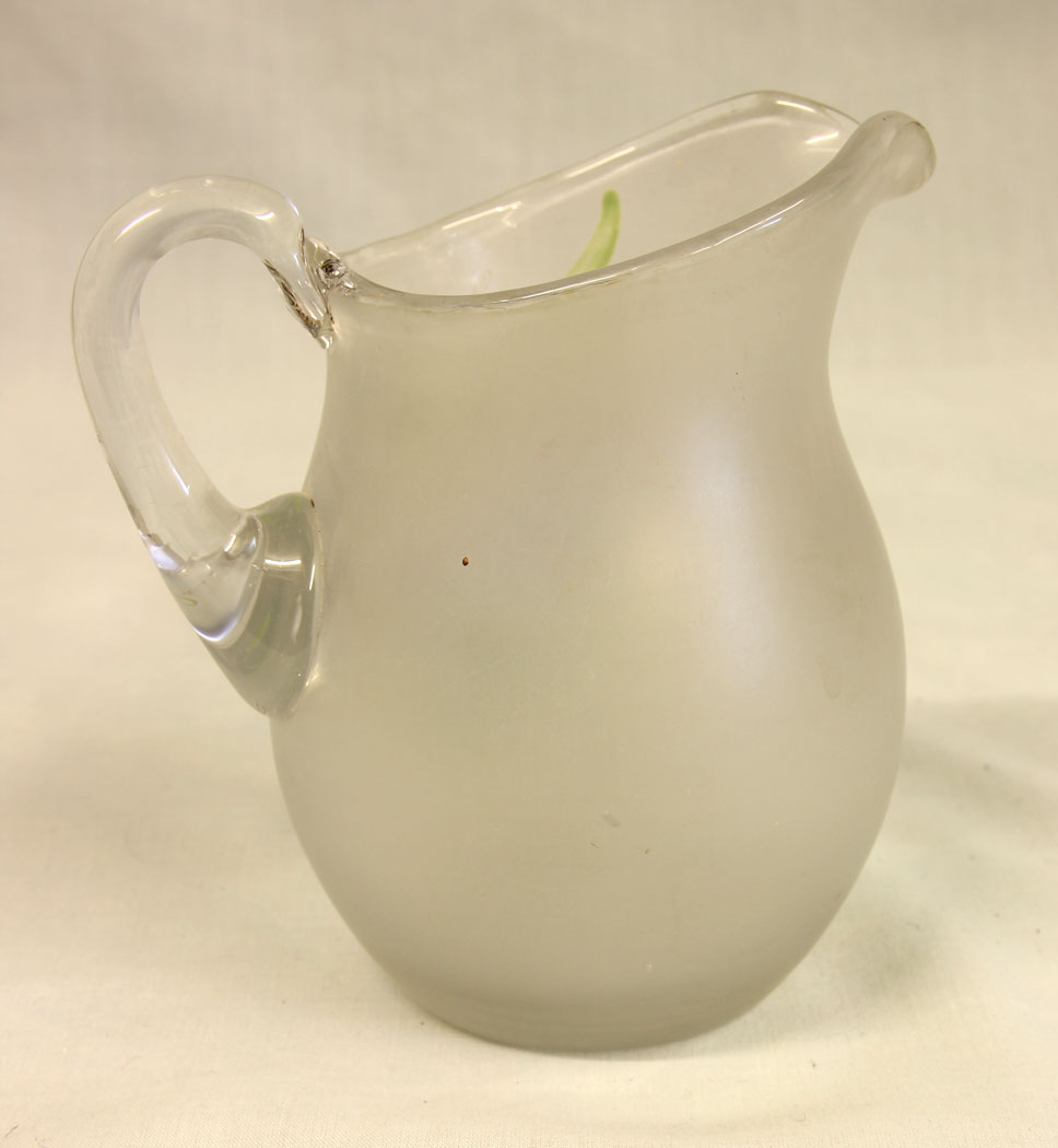 11408r4 Antique Pretty Frosted Glass Decorated Jug, Antique Pretty Frosted Glass Decorated Jug