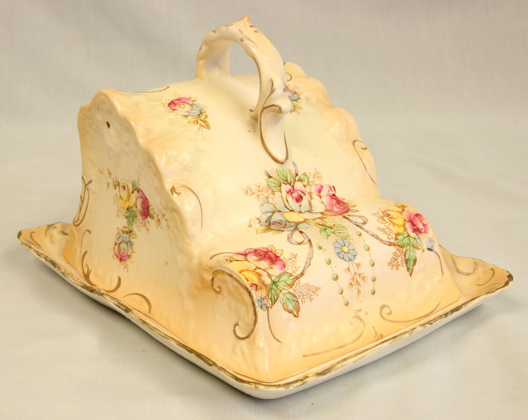 11413r2 Antique Devon Wear Shaped Cheese Dish & Cover, Antique Devon Wear Shaped Cheese Dish & Cover