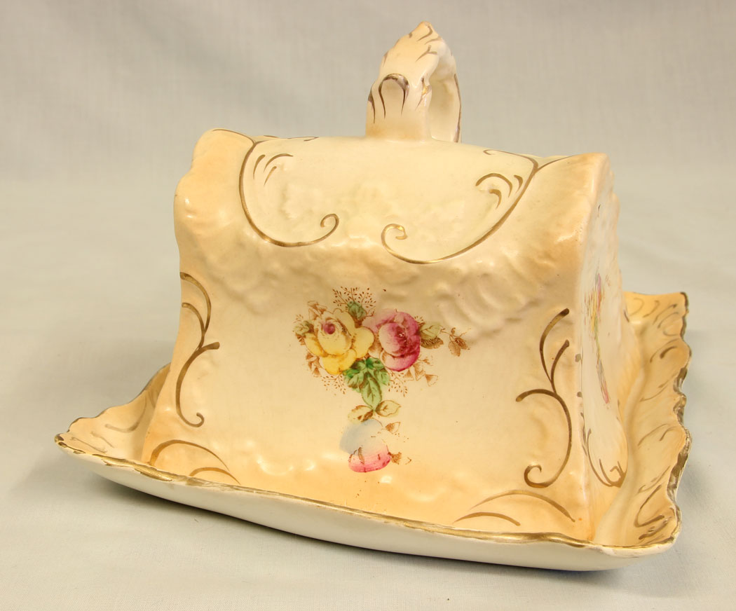 11413r3 Antique Devon Wear Shaped Cheese Dish & Cover, Antique Devon Wear Shaped Cheese Dish & Cover