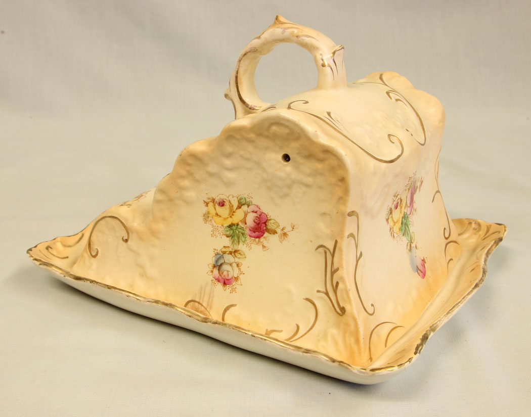 11413r4 Antique Devon Wear Shaped Cheese Dish & Cover, Antique Devon Wear Shaped Cheese Dish & Cover