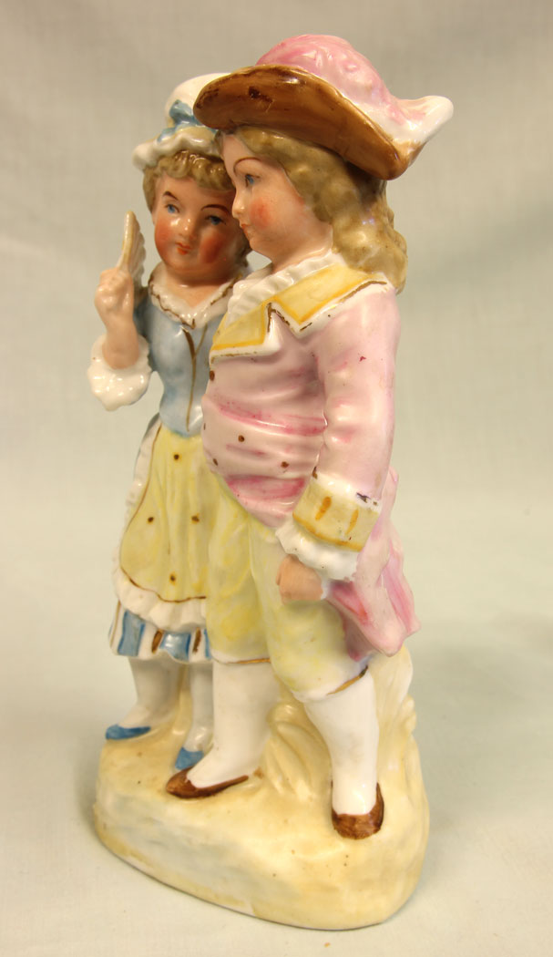 11416r2 Antique Single Glazed Figure of Young Boy & Girl, Antique Single Glazed Figure of Young Boy & Girl
