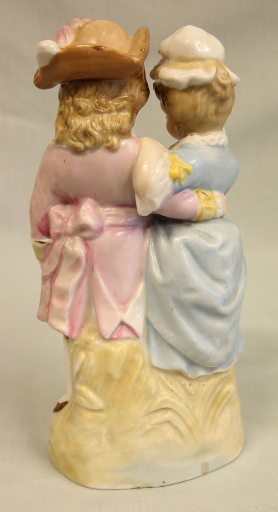 11416r3 Antique Single Glazed Figure of Young Boy & Girl, Antique Single Glazed Figure of Young Boy & Girl