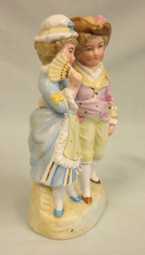 11416r4 Antique Single Glazed Figure of Young Boy & Girl, Antique Single Glazed Figure of Young Boy & Girl