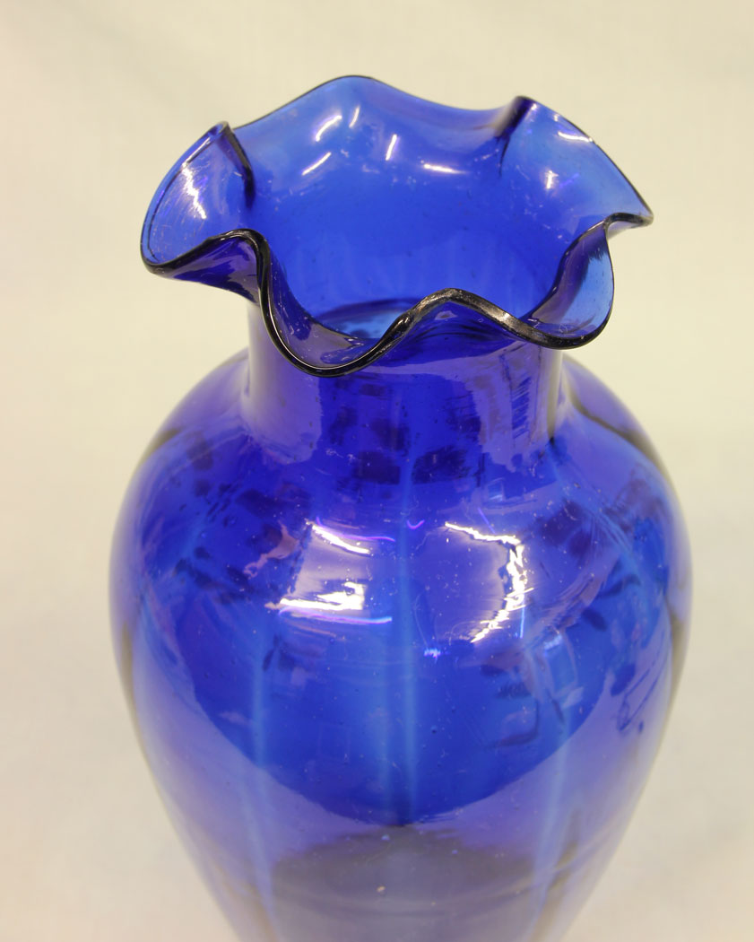 11417r4 Large Late Victorian Bristol Blue Glass Vase, Large Late Victorian Bristol Blue Glass Vase