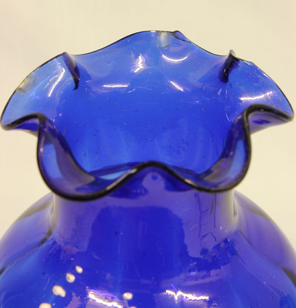 11417r5 Large Late Victorian Bristol Blue Glass Vase, Large Late Victorian Bristol Blue Glass Vase