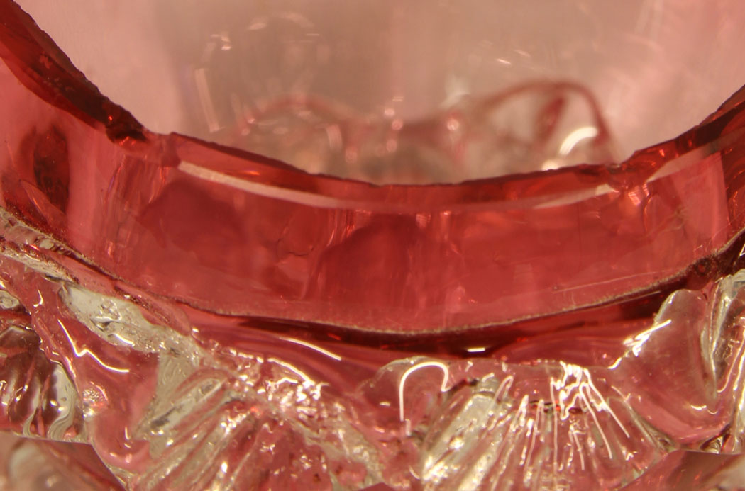 11420r6 Antique Cranberry Glass Frilled Salt. Antique Cranberry Glass Frilled Salt.