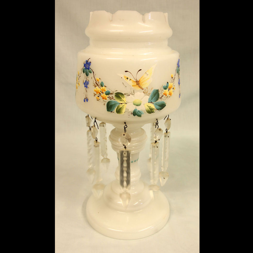 11425r01 Antique Late Victorian Single Mantle / Table Lustre