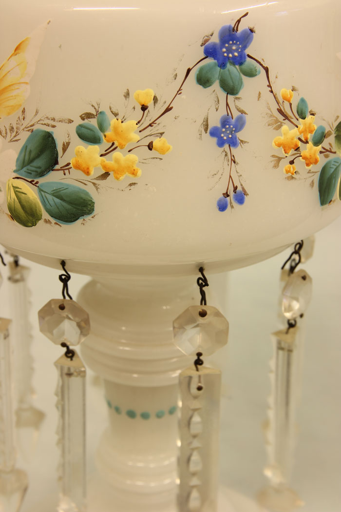 11425r6 Antique Late Victorian Single Mantle Table Lustre,