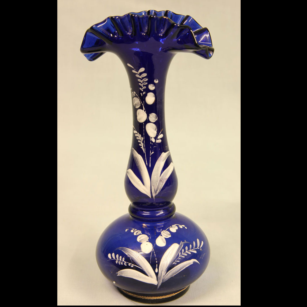 11438r01 Antique Bristol Blue Glass Vase